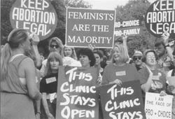 women dfending clinic