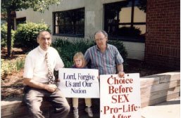 Mike Warren, his daughter Julianne, and Jerry Crawford at Planned Parenthood in Rochester, NY.