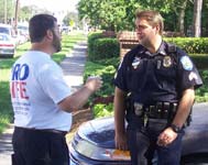 Pastor Sam tries to offer water to Terri