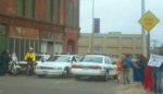 Police at left, prolifers at right
