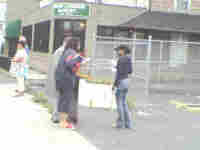 Marilyn engaged in sidewalk counseling - Click image for larger view