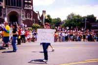 Lesbian holding sign