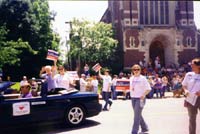 Woman who is holding the sign (in the car) is Chrissy Gephardt, Dick Gephardt's daughter, who recently came out of the closet and admitted that she's a lesbian. She divorced her husband and left her 2 children. - Click image for larger view