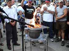 The Koran burned with "gay" flag & copies of Roe v. Wade