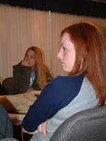 Jessica and Jenna (two of the trainees) listen to the lecture. - Click image for larger view